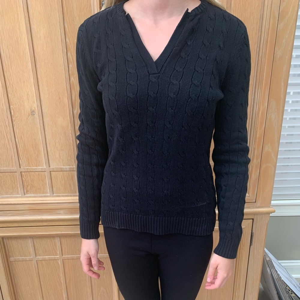 Black v-neck Lands End sweater size M